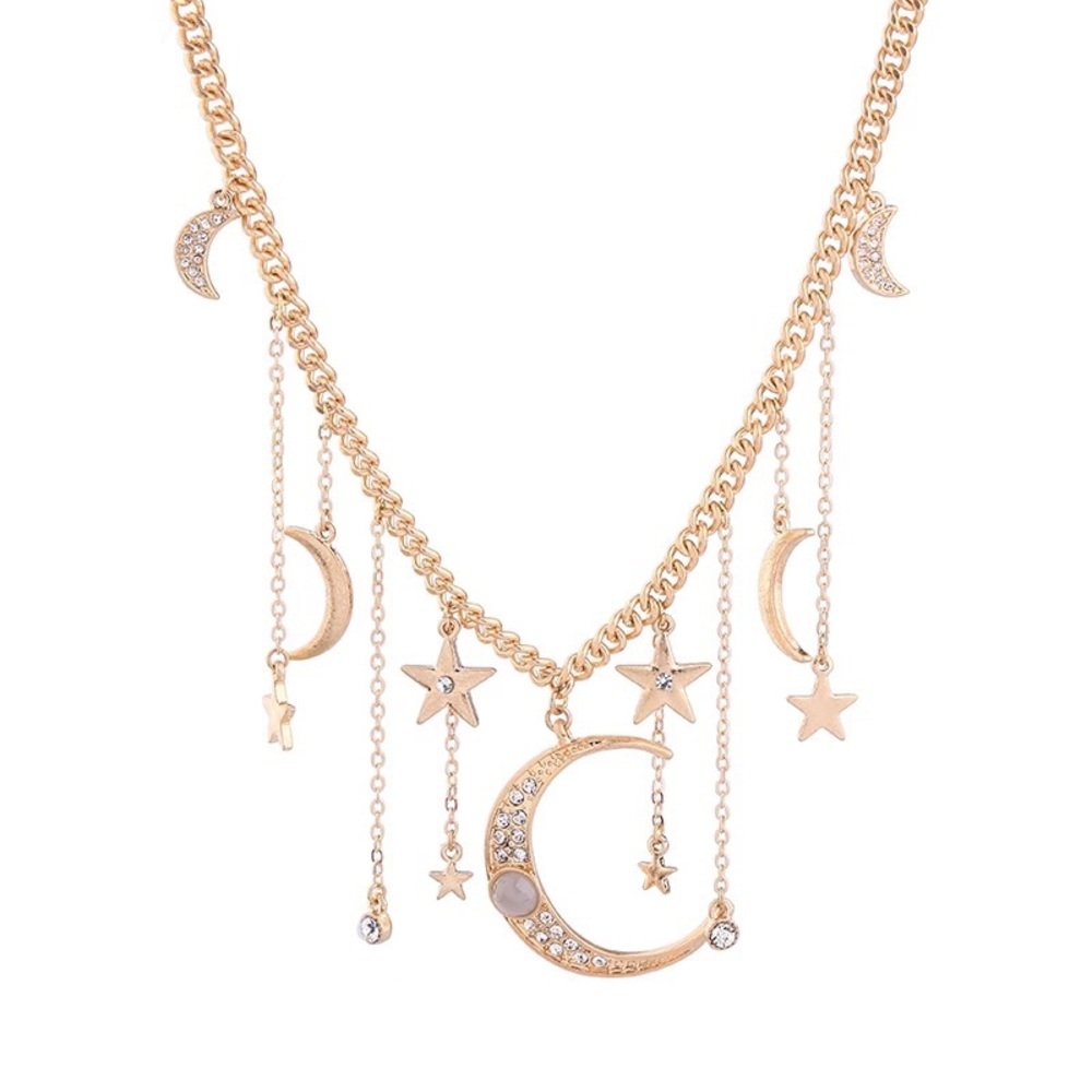 Bohemian Moon & Stars Crystal Necklace - Picture 8 of 16
